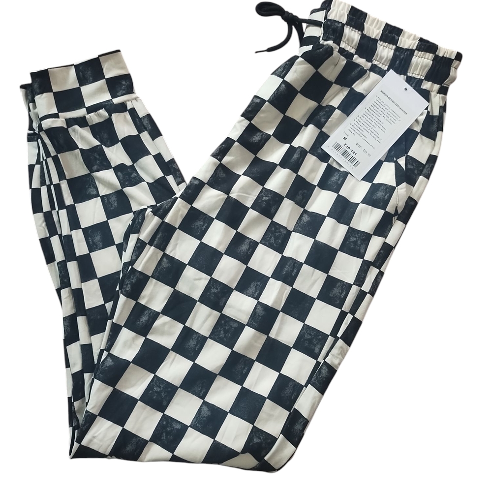 Checkered Black and White Track Pants